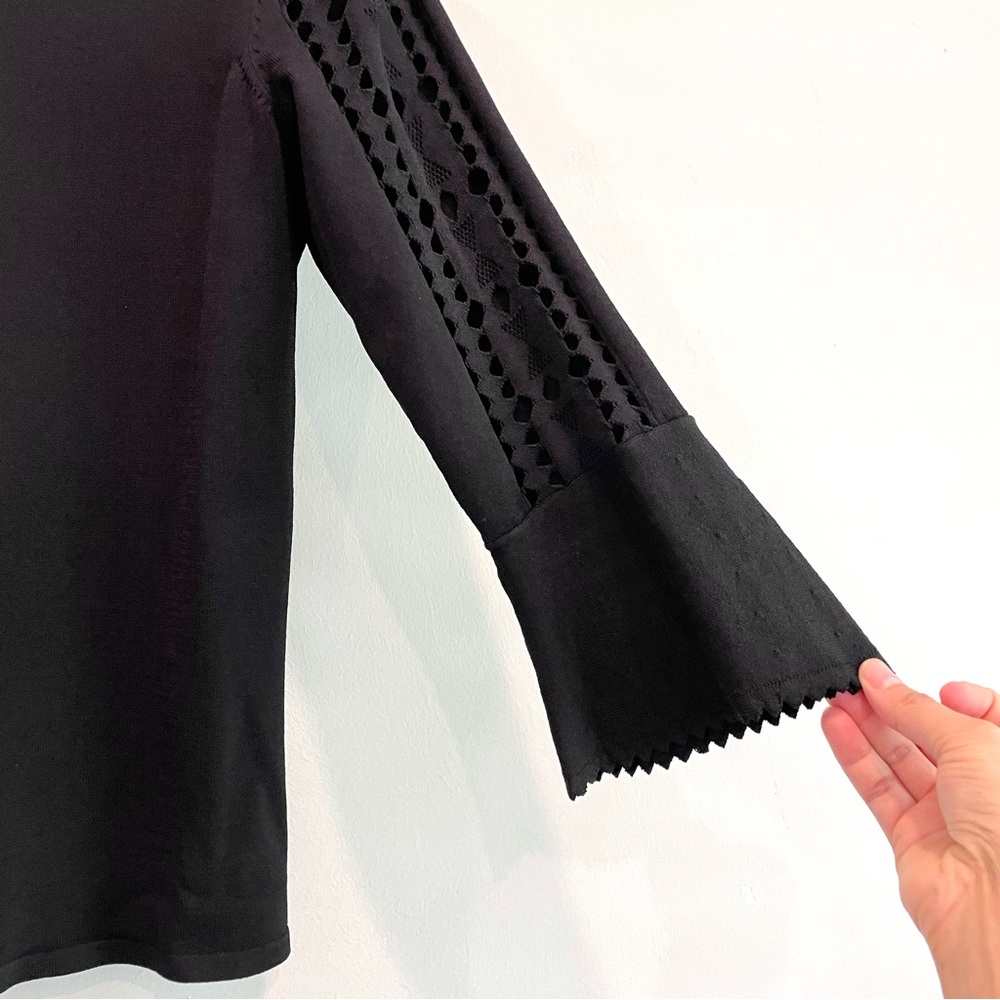 Etcetera Knit Bell Sleeve Cut Out Neckline Sweater - Picture 5 of 12